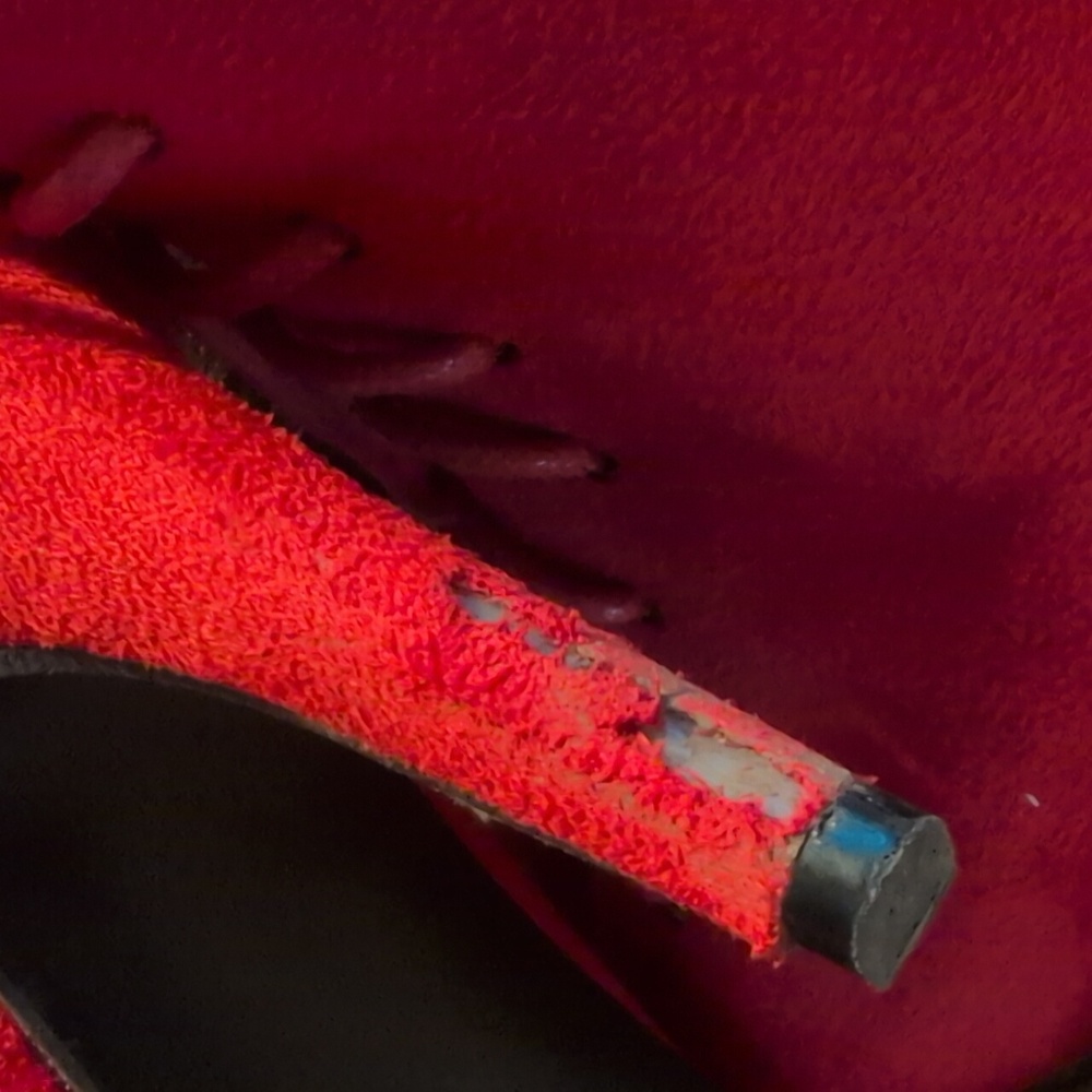 Red Suede Heeled Boots - Picture 5 of 5